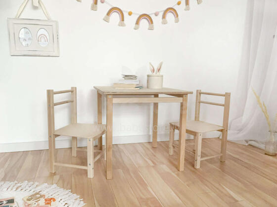 Painto Wood Art.168601   Vaikų baldų komplektas Stalas ir 2 kėdės
