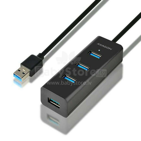 HUE-S2BL Hub: 4-портовый зарядный концентратор USB 3.2 Gen 1, кабель длиной 1,2 м, дополнительный блок питания microUSB