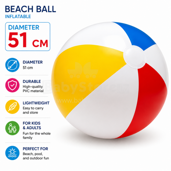 I-Toys Ball Art.176809 Ryškus pripučiamas paplūdimio kamuolys 51 cm
