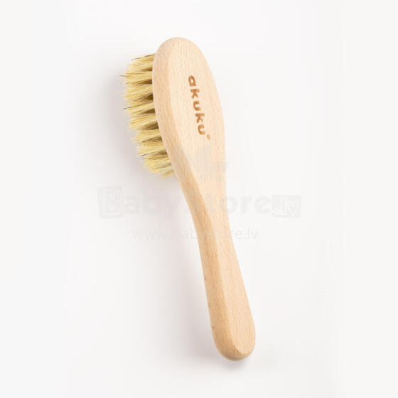 Akuku Wooden Brush Natural Art.A0669  Vaikiškos šukos su natūraliais šereliais