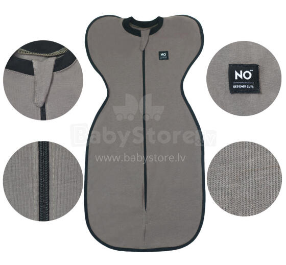 La Bebe™ NO Swaddle Up S Art.184766 Grey Medvilninis miegmaišis-vystyklai S dydžio.