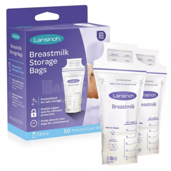 Lansinoh Breastmilk Storage Bag Art.40055 Motinos pieno laikymo maišeliai 50vnt.180ml