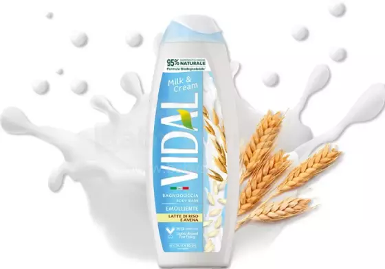 Vidal Milk&Cream Wash Gel Art.19819 Dušo želė su ryžių pienu ir avižomis. 500 ml