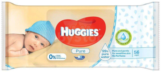 „Huggies Art.41550039“ drėgnos servetėlės „Pure Single“ 56 vnt.