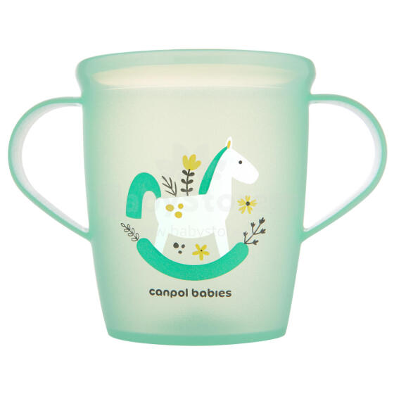 CANPOL BABIES puodelis su rankenėlėmis mažyliams, žalias spalvos, 250 ml,  2/101_gre