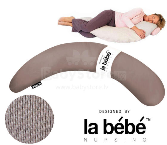 La Bebe™ Moon Maternity Pillow Art.211911 Beige didelė nėščiųjų pagalvė su silikono sintepono (rutulinio sintepono) įdaru (ypač minkštu ir tyliu), 195cm