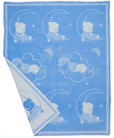 WOT ADXS Art.015/1073 Bears Light Blue  Augstvērtīga bērnu kokvilnas sedziņa (sega) 100x118 cm