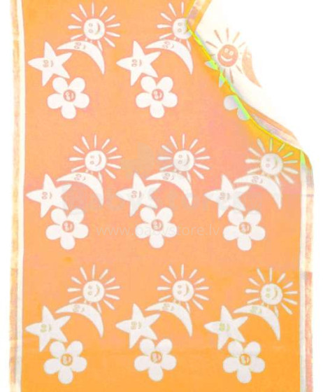 WOT Art.013 / 1095 Moon Orange Aukštos kokybės vaikiška medvilninė antklodė (antklodė) 140x100 cm