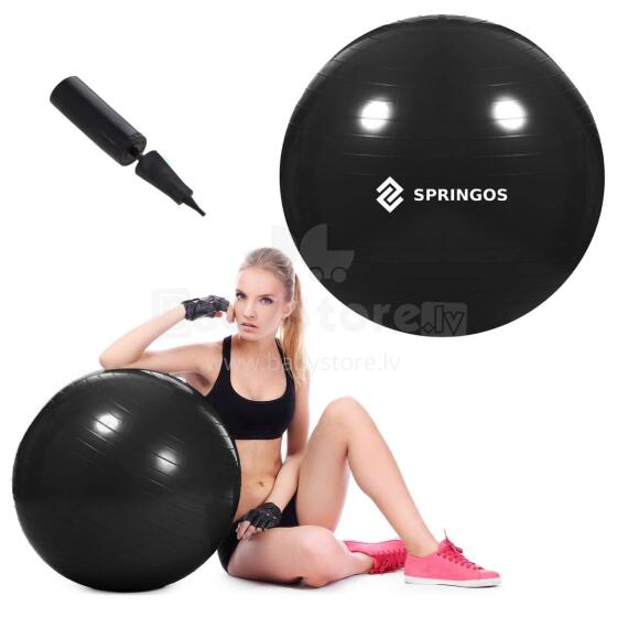 Gimnastikos kamuolys Springos FB0015 85 cm su pompa juodas