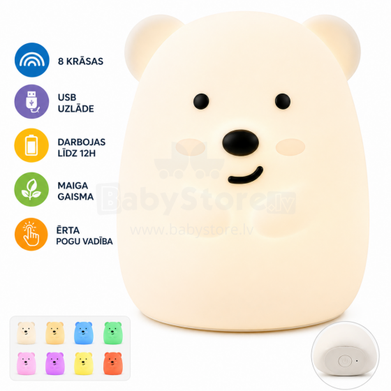 BO Night Lamp Bear Art.225763 Spalvą keičianti naktinė lemputė Lokys