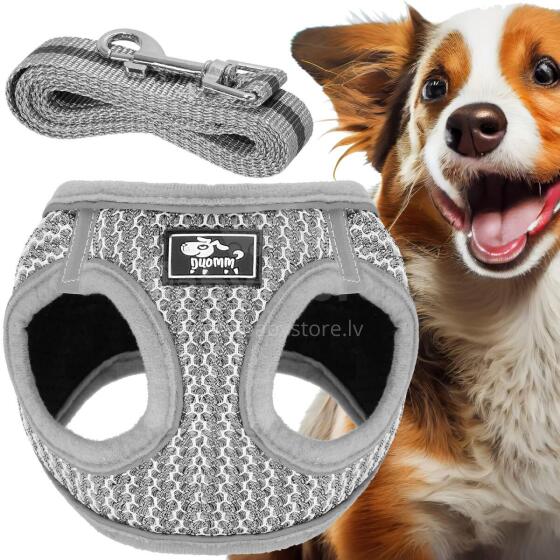 Pressure-free dog and cat harness set Springos PA0235, XS up to 5.5 kg + 150 cm leash, grey