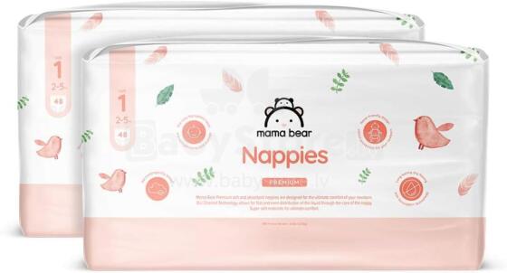 Mama Bear Premium Nappies Art.226552 Ekologiškos sauskelnės iš 3 dydžio bambuko pluošto, 2-5 kg