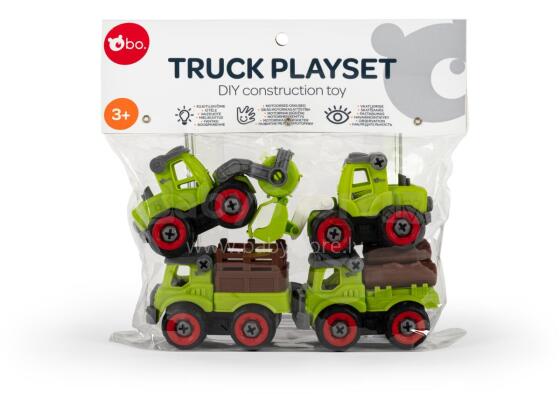 Bo Truck Playset Art.226989 Pasidaryk pats – susikonstruok mašinėlę „Ūkio mašinėlės"