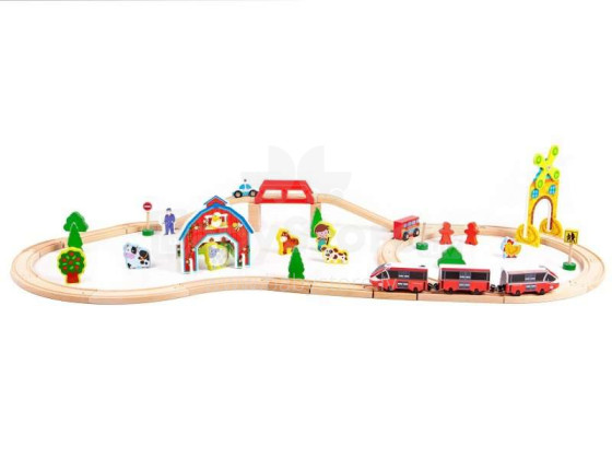EcoToys Railway Set Art.HM180995 Деревянная железная дорога