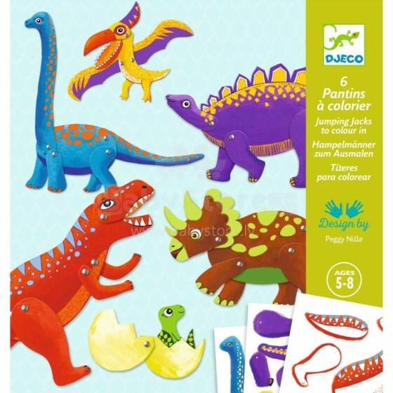Kūrybinis rinkinys lėlės-marionetės - Dinozaurai (6 vnt.)