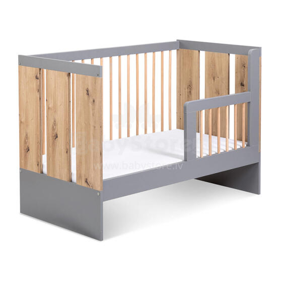 Klups Pauline Art.233099 Graphite/Oak Children's crib with a protective side, 120x60 cm