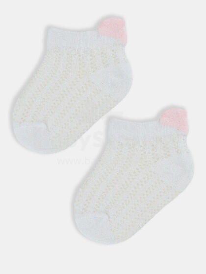 NOVITI SB071-G-01 Kūdikių kojinės žakardo 3D širdelė balta 6-12m