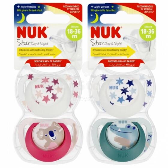 NUK 739735 Raminantis silikonas STAR D&amp;N 18-36m 2 vnt.