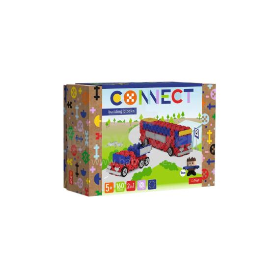 TREFL 61973 Connect 2in1 Blocks - Bus / Car with trailer