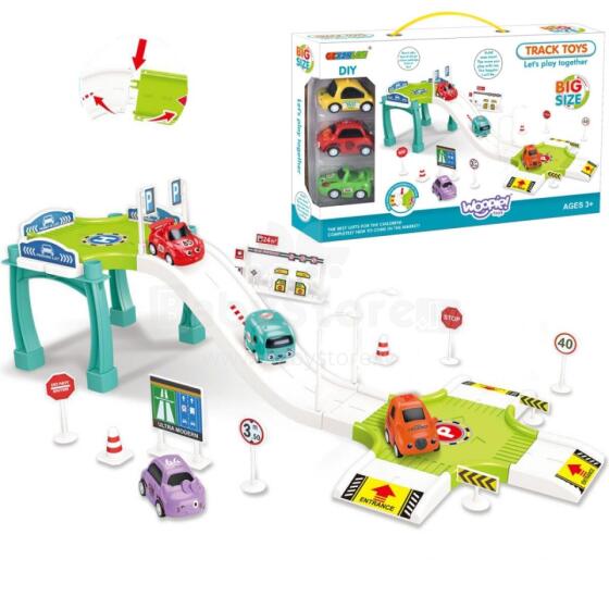 WOOPIE 42967 Trasos parkavimo garažas +3 automobiliai