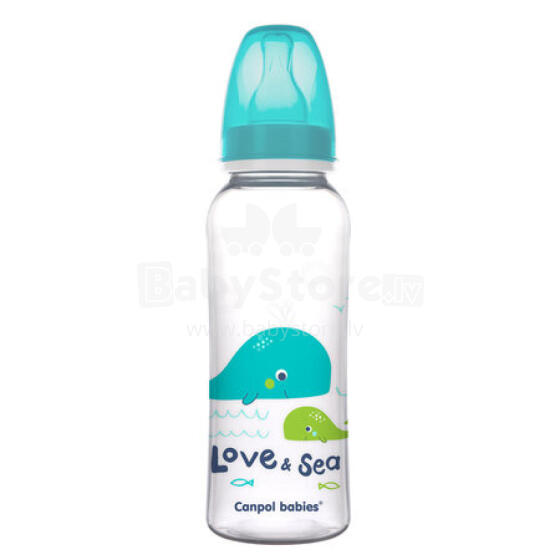 CANPOL 59/400 siauras buteliukas 250ml PP LOVE&amp;SEA turkis