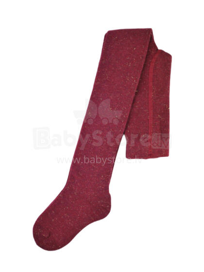NOVITI RB002-G-04 Pėdkelnės medvilninės bordo spalvos melanžo aukso lureksas 104/110