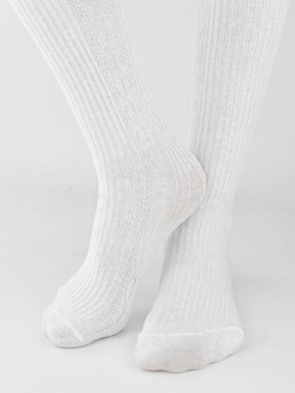 NOVITI RB011-G-01 Cotton tights striped braid white 56/62