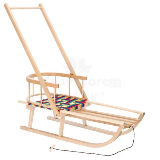 Wooden sled with backrest and seat and handle Springos SAN006 90 x 32 cm