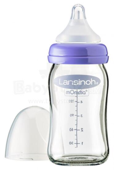 Lansinoh GLASS Feeding Bottle with NaturalWave® Teat  Art.77240 stiklinis maitinimo buteliukas 160 ml + žindukas Natural/Wave