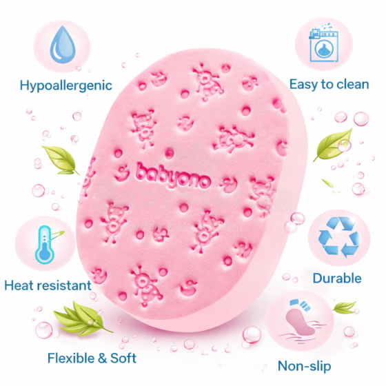 BabyOno Super Soft Art.1640/01 Pink Children's bath sponge