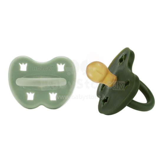 Hevea Natural Rubber Pacifier Round Art.239423 Moss Green/Deep Forest  Anatominis / ortopedinis latekso jaukas 3-36 mėn