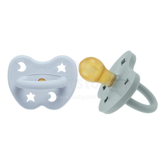Hevea Natural Rubber Pacifier Round Art.239425 Cabin Blue/Grey  Anatominis / ortopedinis latekso jaukas 3-36 mėn