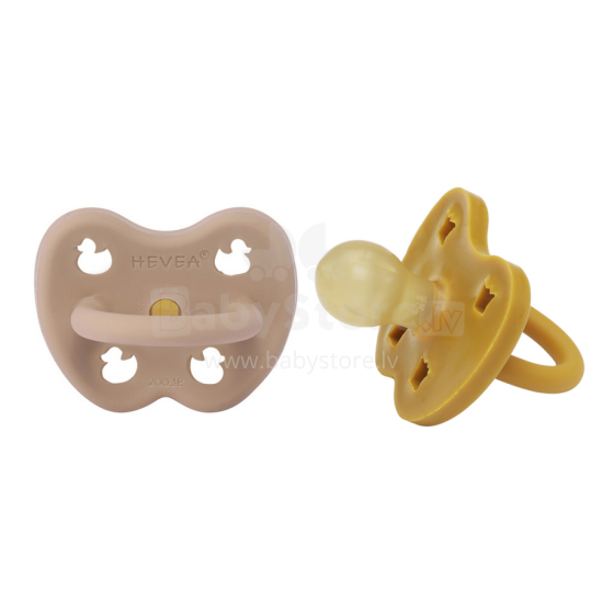 Hevea Natural Rubber Pacifier Round Art.239426 Golden Honey/Tan Beige Anatominis / ortopedinis latekso jaukas 3-36 mėn