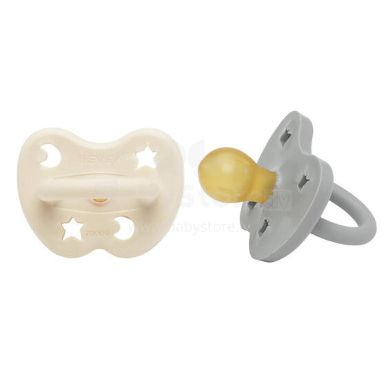Hevea Natural Rubber Pacifier Round Art.239428 Milky White/Grey  Anatominis / ortopedinis latekso jaukas 3-36 mėn