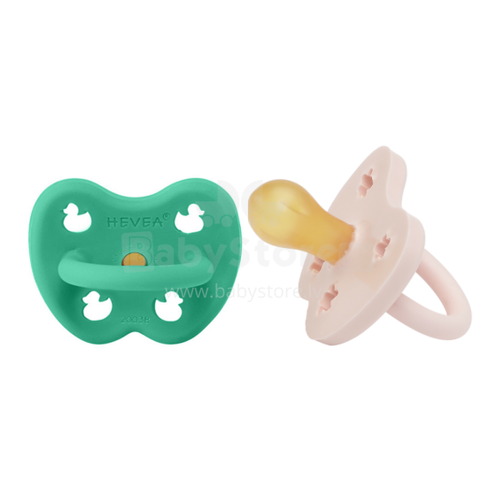 Hevea Natural Rubber Pacifier Round Art.239429 Pop of Green/Powder Pink Anatominis / ortopedinis latekso jaukas 3-36 mėn
