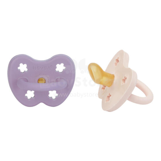 Hevea Natural Rubber Pacifier Anatomical Art.239438 Powder Pink/lavender Anatominis / ortopedinis latekso jaukas 3-36 mėn