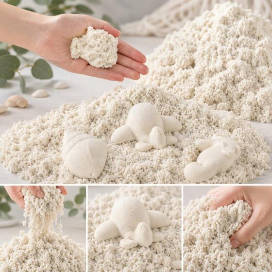 Bebe Basic Kinetic Super Sand Art.KX9568_9 Baltas kinetinis smėlis modeliavimui (1 kg)