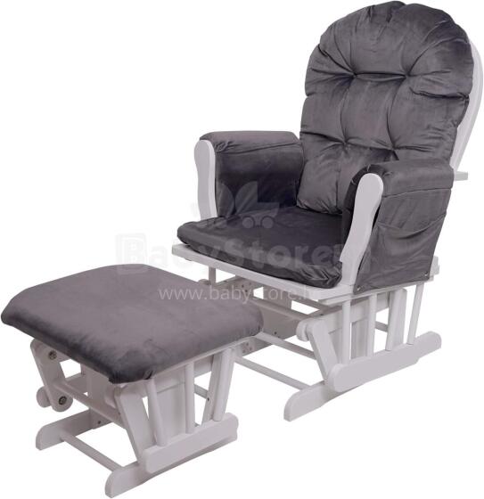 Mendler Relaxing Rocking Chair Art.HWC-C76 Velvet Grey supamoji kėdė