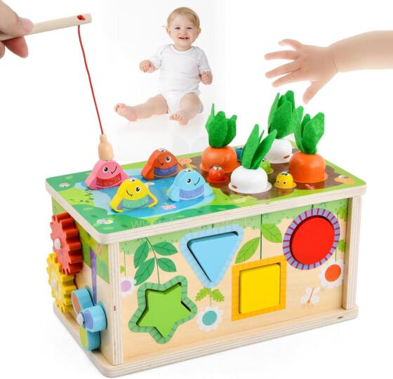 Focenat Montessori Wooden Toy 9-in-1 Art.241410  Montessori medinė dėlionė