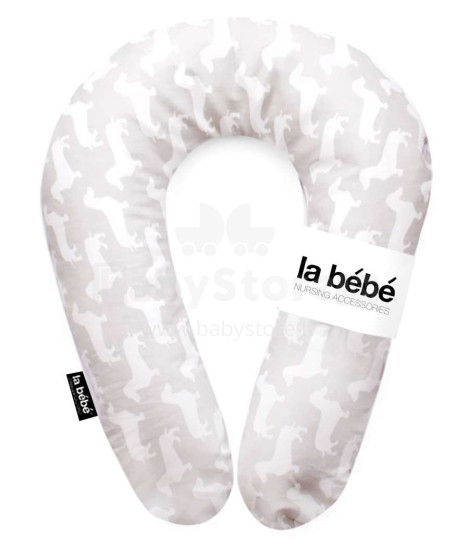 La Bebe™ Snug Cotton Nursing Maternity Pillow Art.24431 White Dachshund Hund Pillow with buckwheat filling 20*70cm