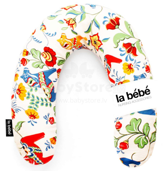 La Bebe™ Rich Maternity Pillow Art.24434 Swedish Color Dala Horse Подкова для сна, кормления малыша, 34x104 cm