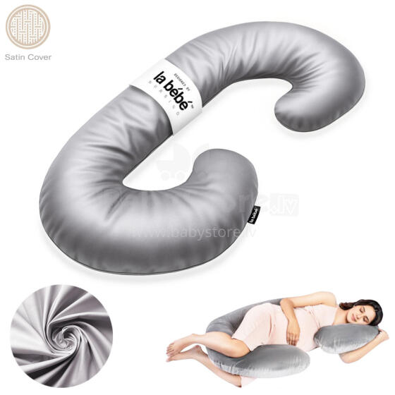 La Bebe™ Maternity Satin Pillow Sì - Duo Art.246555 Satin fabric, grey. Multifunctional maternity pillow with memory foam filling