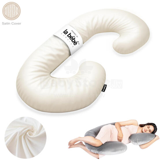 La Bebe™ Maternity Satin Pillow Sì - Duo Art.246561 Satin fabric, white. Multifunctional maternity pillow with memory foam filling