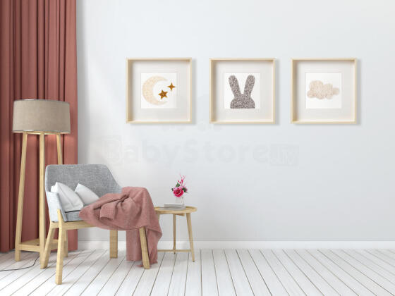 Room Accesories Art.297386 Decorative wall art in frame "Cloud" – fluffy textile panel for kids' room