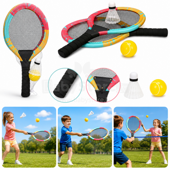 I-Toys Badminton Set Art.247341 Paddle Racket Set (2 Rackets, Ball and Shuttlecock)