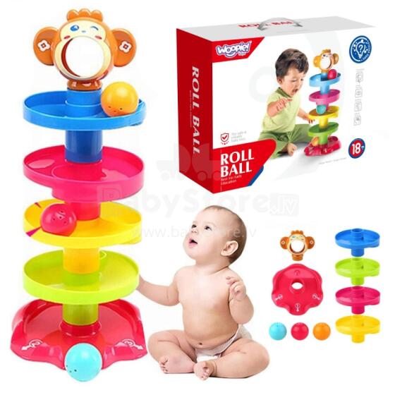 WOOPIE BABY kamuoliukų takelio spiralės rinkinys + 3 kamuoliukai