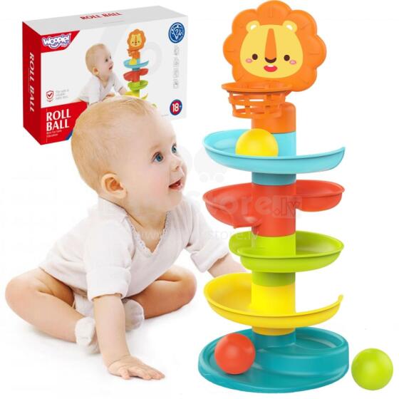 WOOPIE BABY bėgimo takelis su kamuoliukų čiuožykla, kamuoliukų bokštas, kamuoliukų takelis