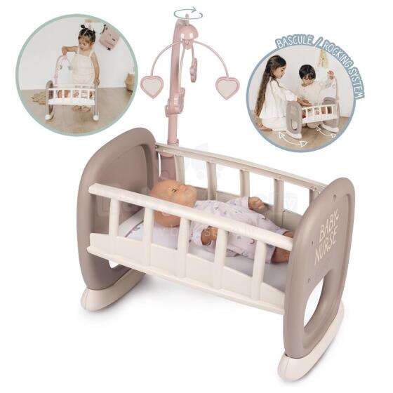 SMOBY Baby Nurse Cradle with Mobile for Doll