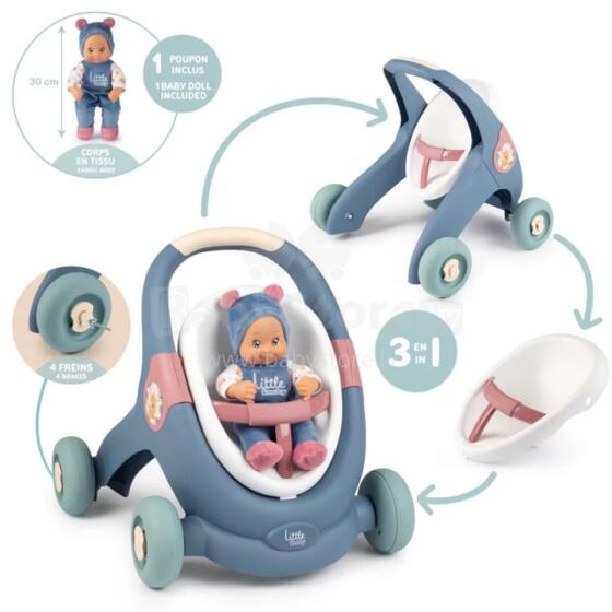 SMOBY Little Walker Pusher 3in1 kūdikio vežimėlis + lėlė