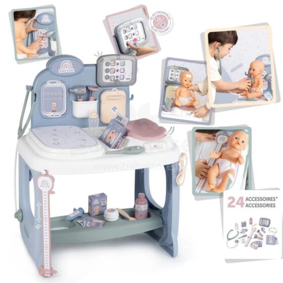 SMOBY kūdikių priežiūros medicinos centras lėlėms su elektronine planšete + 24 priedai.